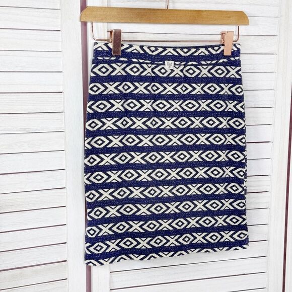 Billabong Tribal Geometric Print Stretchy Knit Mini Skirt Blue White Small - Picture 8 of 11
